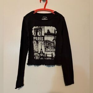 art class Black Long Sleeve Tee with Paris and London Graphic
